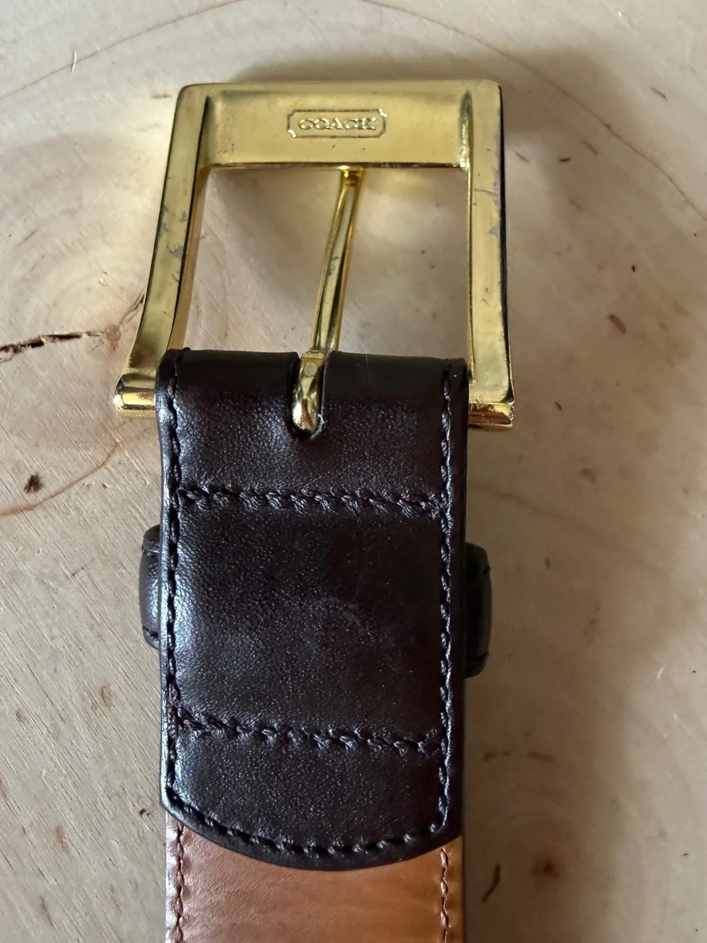 Coach Brown Leather Belt with Gold Buckle